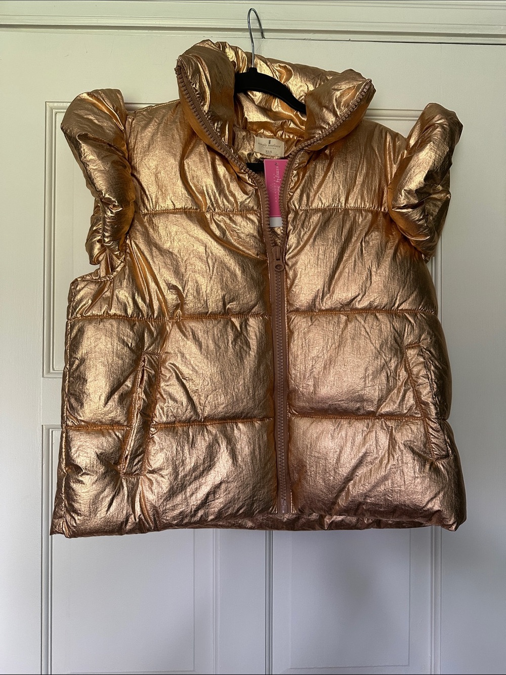 Simply Southern Metallic Rose Gold Puffer Vest Size XS - Picture 2 of 10